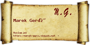 Marek Gerő névjegykártya
